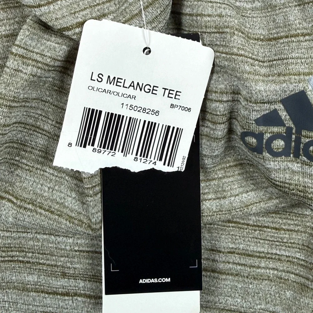 NEW Adidas Mens XL Olive Green Ultimate LS Melange Performance Long Sleeve Tee